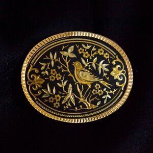 CIRCA 1910-1940 OVAL DAMASCENE BROOCH - JODTBD1
